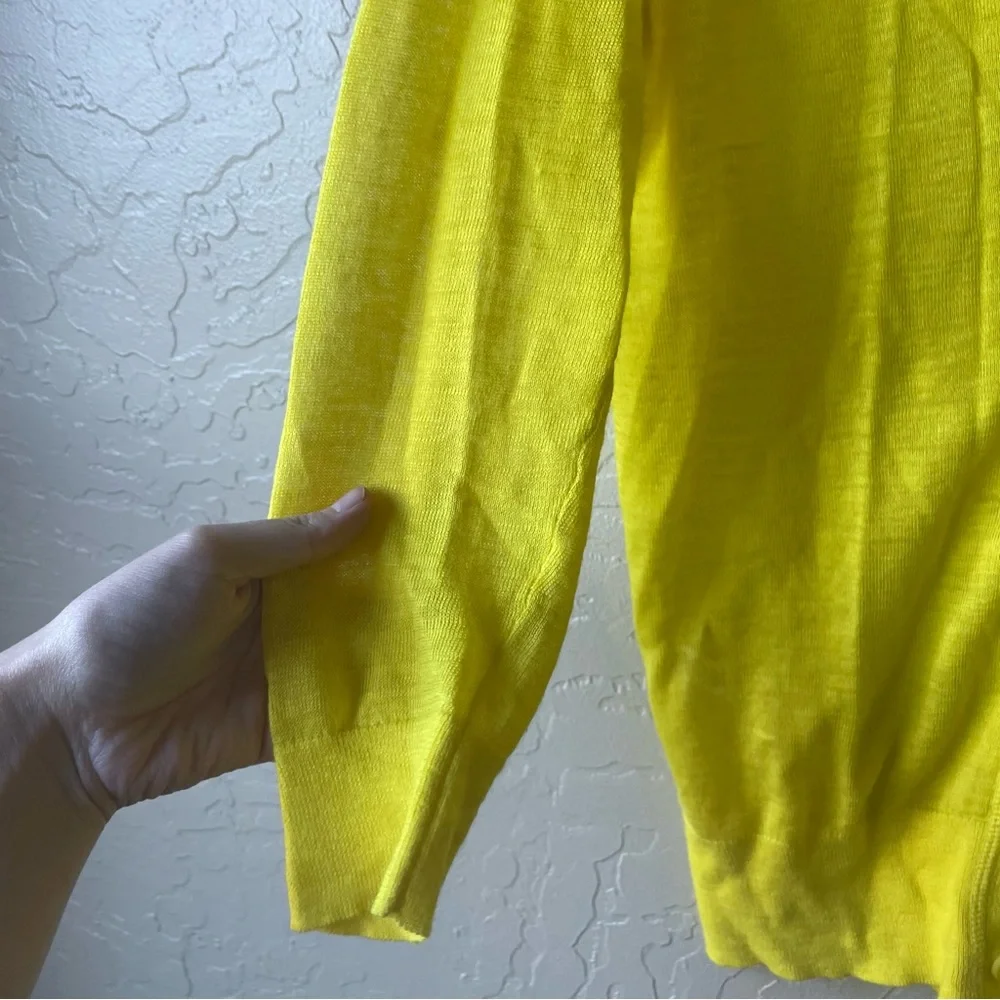 Ann Taylor Yellow Button Down Quarter Sleeve Cardigan_5